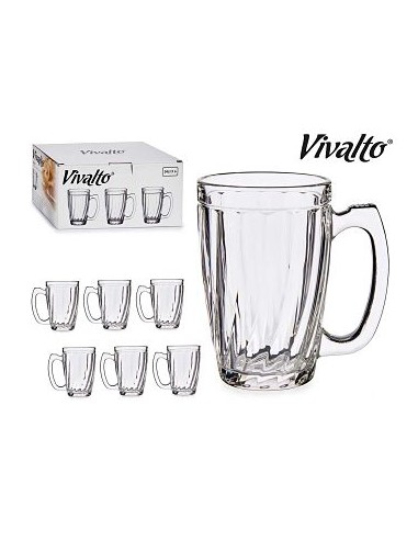 VASO 340ML 6UND JARRA VIDRIO  DISEÑO RAYAS