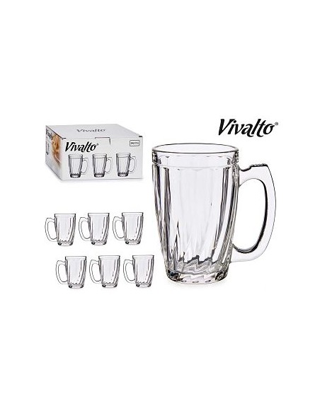 VASO 340ML 6UND JARRA VIDRIO  DISEÑO RAYAS