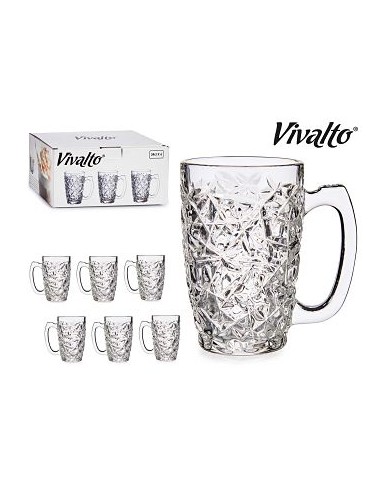 VASO 340ML 6UND JARRA VIDRIO  DISEÑO ROMBOS