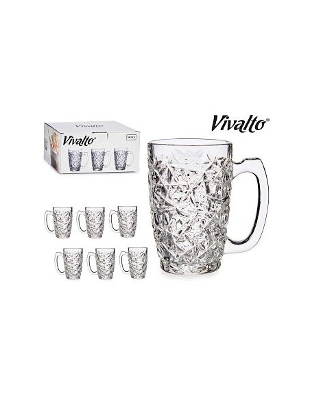 VASO 340ML 6UND JARRA VIDRIO  DISEÑO ROMBOS