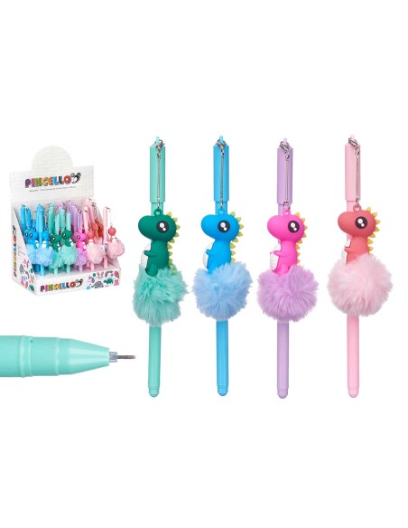 BOLIGRAFO POMPON DINOSAURIO SURT 4