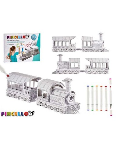 SET DE COLOREAR PAPEL TREN CON 6 ROTULADORES