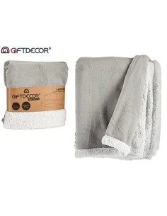 MANTA CORAL Y SHERPA 130X170CM GRIS CLARO