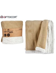 MANTA CORAL Y SHERPA 130X170CM COLOR PIEDRA