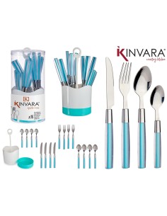 CUBIERTOS 16 UND AZUL ACERO INOXIDABLE MANGO