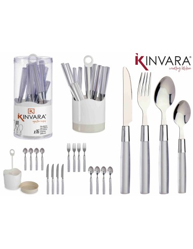 CUBIERTOS 16 UND GRIS ACERO INOXIDABLE MANGO