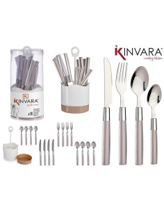 CUBIERTOS 16 UND MARRON ACERO INOXIDABLE MANGO