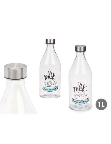 BOTELLA 1L TAPON ACERO DISEÑO LECHE