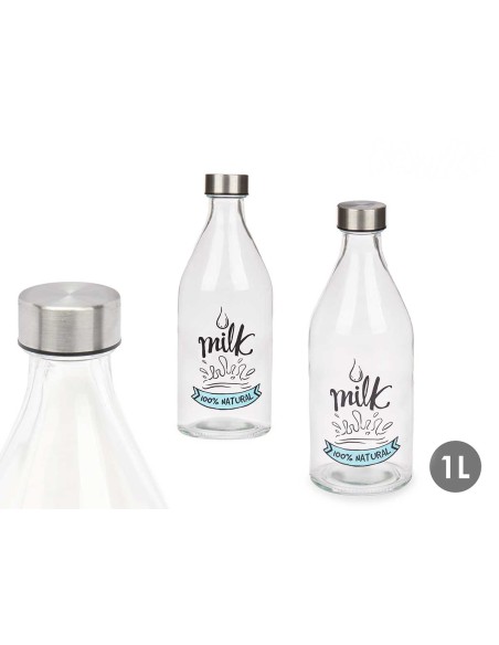 BOTELLA 1L TAPON ACERO DISEÑO LECHE