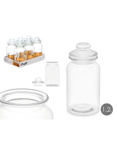 TARRO 1.2L REDONDO LISO TAPA CRISTAL