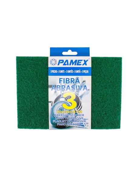 ESTROPAJO 20X14X0.8CM FIBRA ABRASIVA PACK-3