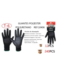 GUANTE T6 POLIURETANO NEGRO