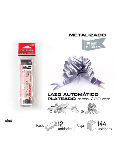 LAZO AUTOMATICO - PLATA METALIZADO 30 MM.