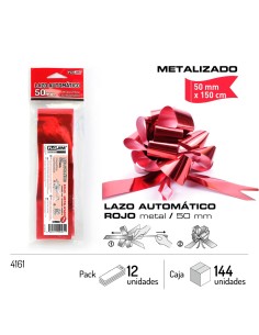 LAZO AUTOMATICO - ROJO METALIZADO 50 MM.