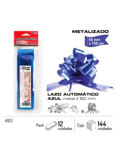 LAZO AUTOMATICO - AZUL METALIZADO 50 MM.