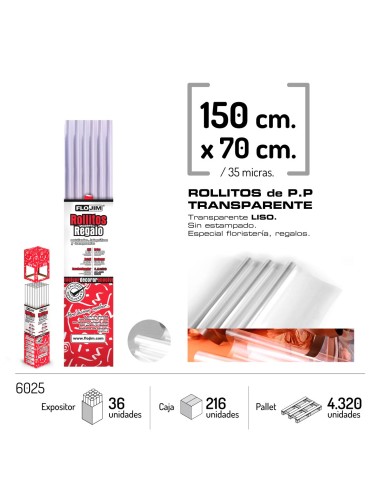 ROLLO P.P. TRANSPARENTE LISO 150 X 70CM