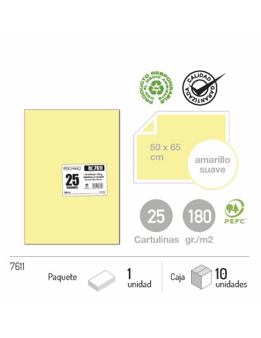 CARTULINA AMARILLO PASTEL 25UND 50X65CM