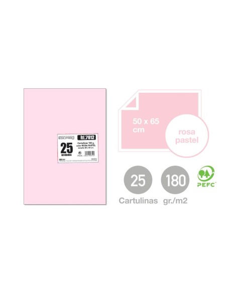 CARTULINA ROSA PASTEL 25UND 50X65CM