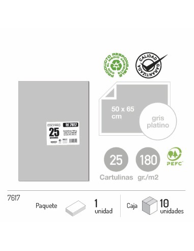 CARTULINA GRIS 25UND 50X65CM