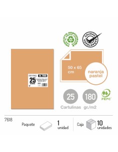 CARTULINA NARANJA PASTEL 25UND 50X65CM