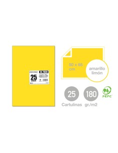 CARTULINA AMARILLO LIMON 25UND 50X65CM