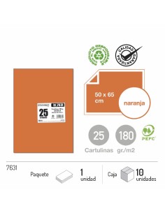 CARTULINA NARANJA 25UND 50X65CM