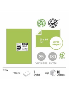 CARTULINA VERDE CESPED 25UND 50X65CM