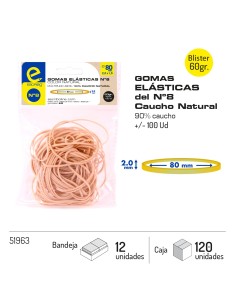 BLISTER 60G GOMAS ELASTICAS NATURALES Nº 8