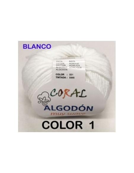 HILO ALGODON CORAL 01 BLANCO