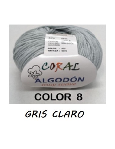 HILO ALGODON CORAL 008 GRIS CLARO