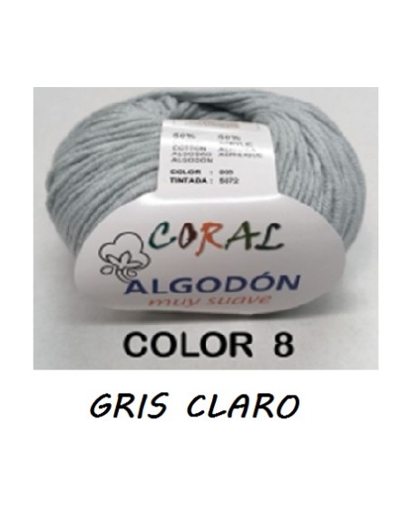 HILO ALGODON CORAL 008 GRIS CLARO