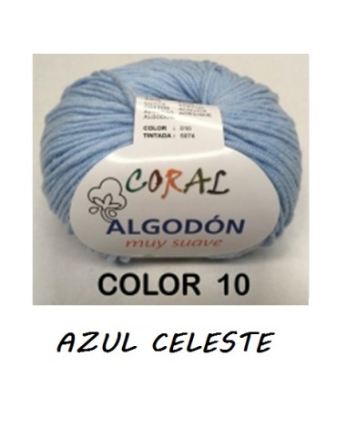 HILO ALGODON CORAL 010 AZUL CELESTE