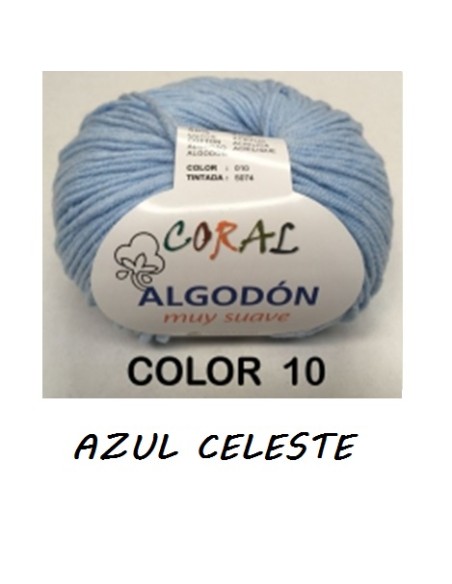 HILO ALGODON CORAL 010 AZUL CELESTE