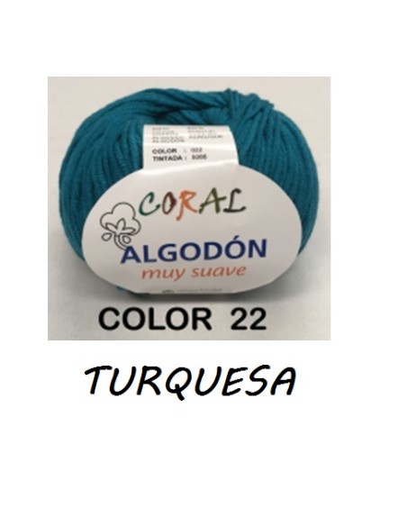 HILO ALGODON CORAL 022 AZUL TURQUESA