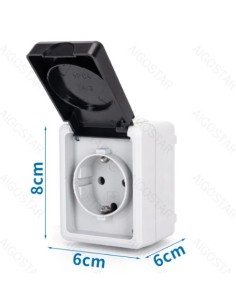 ENCHUFE ALEMAN DE MONTAJE EN SUPERFICIE, GRIS