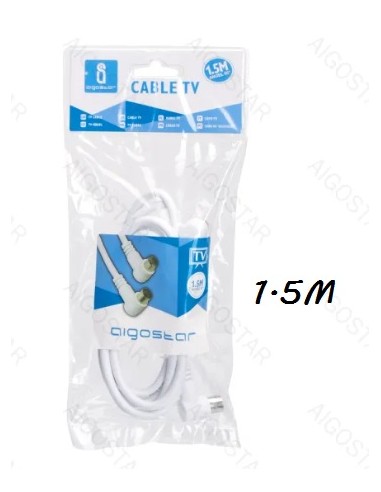 CABLE DE TV ANGULO RECTO, BLANCO 1.5M