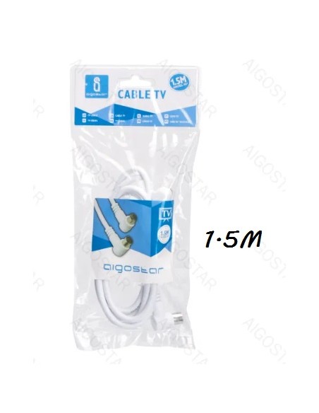 CABLE DE TV ANGULO RECTO, BLANCO 1.5M