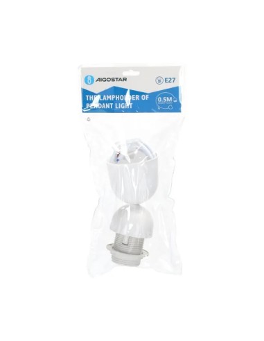 PORTALAMPARAS E27 60W 0.5M CABLE BLANCO PLASTICO