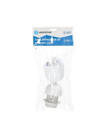 PORTALAMPARAS E27 60W 0.5M CABLE BLANCO PLASTICO