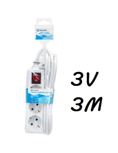 REGLETA 3 VIAS 3M CON INTERRUPTOR BLANCA