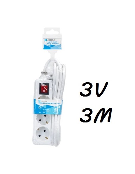 REGLETA 3 VIAS 3M CON INTERRUPTOR BLANCA