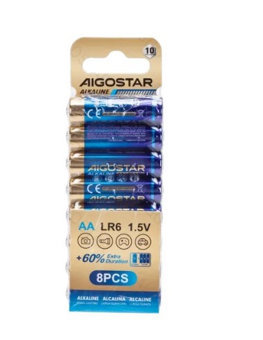 PILA ALCALINA LR6 (AA) DE 1,5 V, 8 UDS
