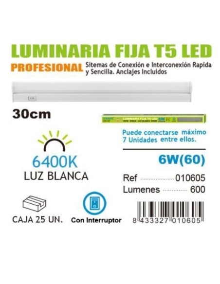 TUBO LED 60W 30CM 6400K CON INTERRUPTOR