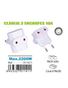 ADAPTADOR 3 ENCHUFES XX423 10A
