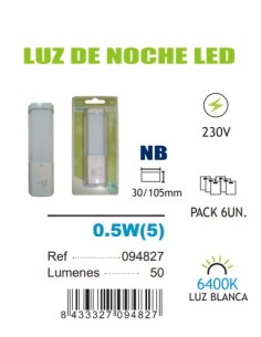 LUZ NOCHE LED 0.5 RECTANGULAR