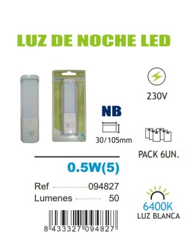 LUZ NOCHE LED 0.5 RECTANGULAR