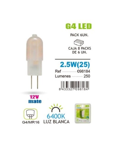 BOMBILLA 2.5W 6400K G4 CLASSIC MATE