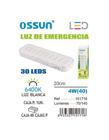 LUZ EMERGENCIA 4W 30L CON BATERIA 1000MA LION 20X6X2CM