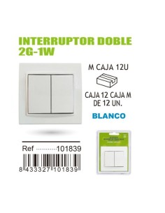 INTERRUPTOR  2G-1W 250V.- 10A DOBLE BASIC BLANCO