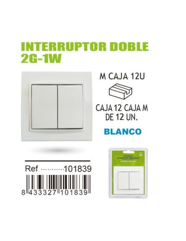 INTERRUPTOR  2G-1W 250V.- 10A DOBLE BASIC BLANCO